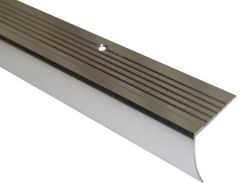 Shur-Trim FA2184BCL03 Stair Nose Moulding, 3 ft L, 1-1/8 in W, Aluminum, Bright Clear