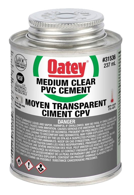 Oatey 48918/31536 Pipe Cement, 237 mL, Liquid, Clear