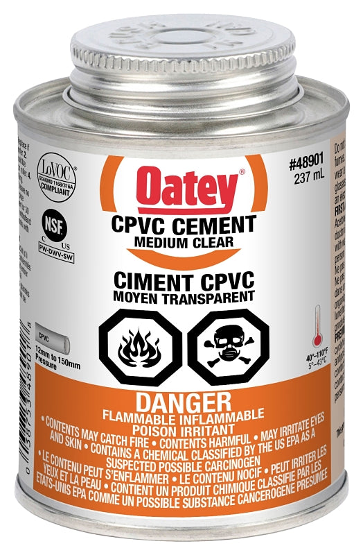 Oatey 48901/31516 Pipe Cement, 236 mL, Liquid, Clear