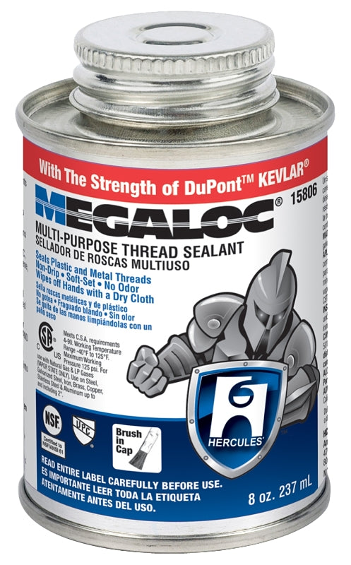 Hercules Megaloc 158069 Pipe Thread Sealant, 0.5 pt Can, Liquid, Blue