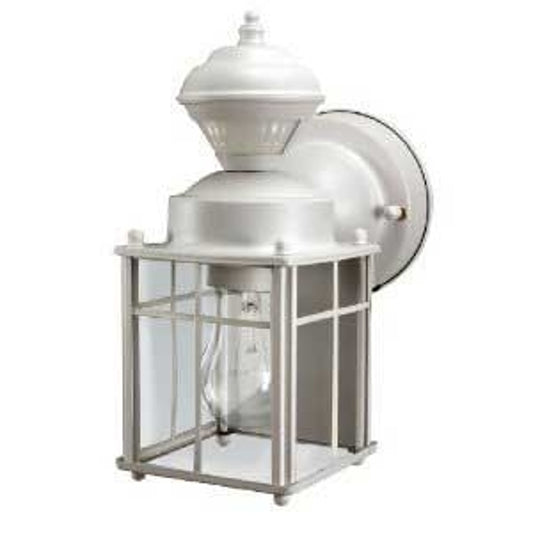 Heath Zenith HZ-4132-MW Motion Activated Decorative Light, 120 V, 60 W, Incandescent Lamp, White Fixture, Matte Fixture