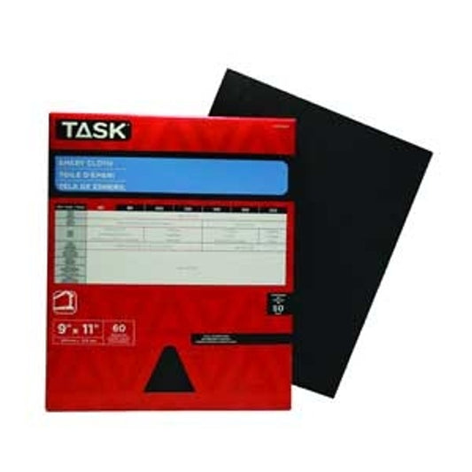 Task EMO5150 Sanding Sheet, 11 in L, 9 in W, Very Fine, 150 Grit, Emery Abrasive, Cloth Backing