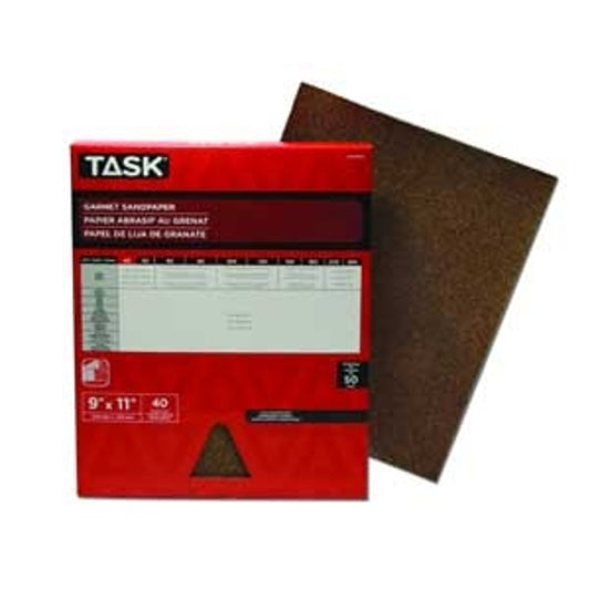 Task GA11280 Sandpaper, 11 in L, 9 in W, Very Fine, 280 Grit, Garnet Abrasive