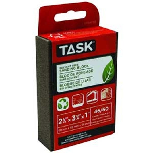 Task Eco Series SP64258 Sanding Block, 3-3/4 in L, 2-3/4 in W, 46, 80 Grit, Coarse, Medium