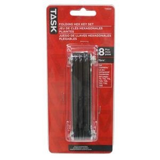 Task T16021 Hex Key Set, 8-Piece, Chrome Vanadium Steel, Satin Chrome, Black