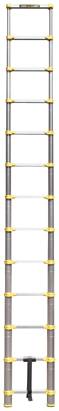 Metaltech E-LAD12T2 Telescopic Ladder, 16 ft H Reach, 250 lb, Aluminum, Yellow