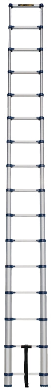 Metaltech E-LAD15T1 Telescopic Ladder, 19 ft H Reach, 250 lb, Aluminum, Blue