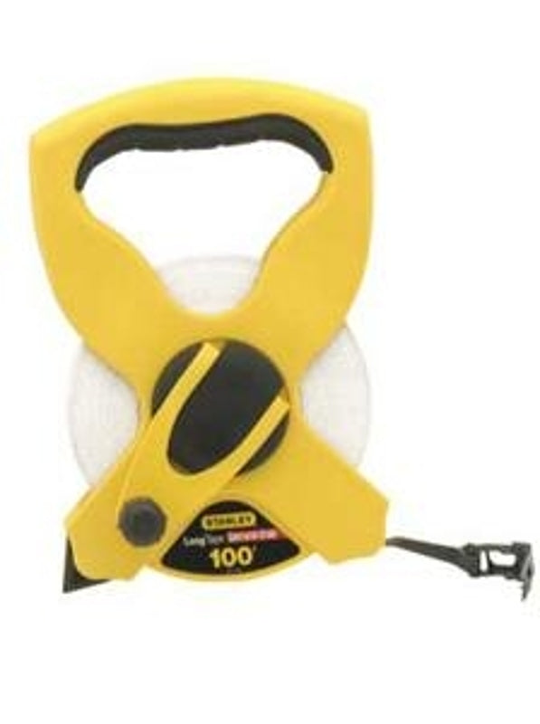 Stanley 34-791 Tape Measure, 100 ft L Blade, 1/2 in W Blade, Fiberglass/Plastic Blade, ABS/Rubber Case