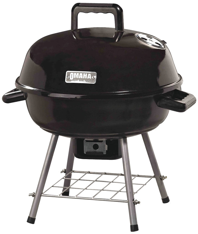 Omaha GY22014I Charcoal Kettle Grill, 1 -Grate, Black, Steel Body