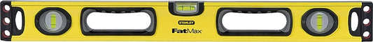 Stanley 43-524 Box Beam Level, 24 in L, 3-Vial, 2-Hang Hole, Non-Magnetic, Aluminum, Yellow