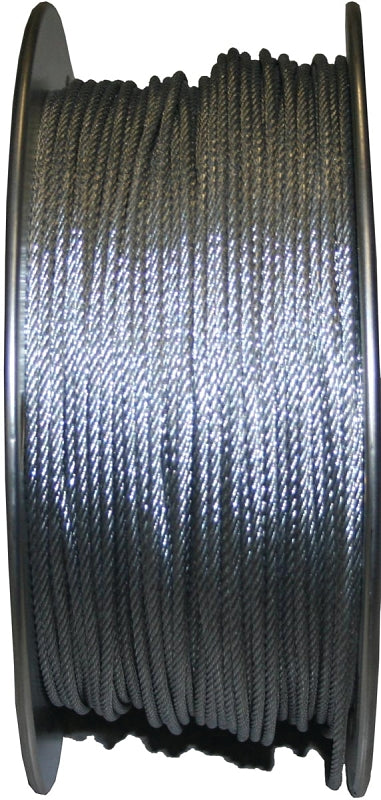 Ben-Mor 80034 Aircraft Cable, 1/8 in Dia, 500 ft L, 340 lb Working Load, Carbon Steel, Galvanized