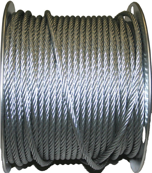 Ben-Mor 82045 Aircraft Cable, 1/4 in Dia, 250 ft L, 1400 lb Working Load, Carbon Steel, Galvanized