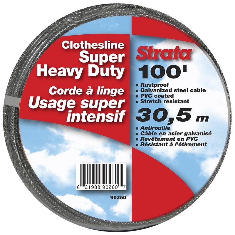 Ben-Mor 90260 Super Heavy-Duty Clothesline, 100 ft L, Steel, Clear