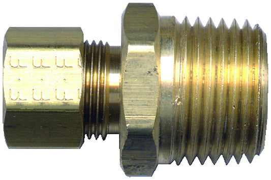 Fairview 68-10CP Pipe Connector, 5/8 x 3/8 in, Tube x Male, Brass, 150 psi Pressure
