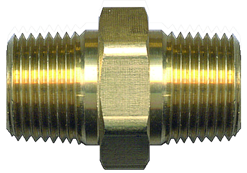 Fairview 122-C Hex Pipe Nipple, 3/8 in, NPT, Brass, 1200 psi Pressure