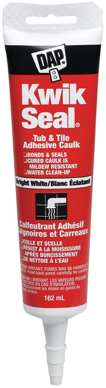 DAP KWIK SEAL 74853 Kitchen and Bath Adhesive Caulk, White, 36 hr Curing, 4.4 to 37 deg C, 162 mL Tube