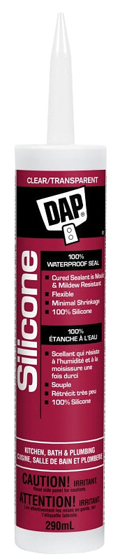 DAP 73444 Kitchen and Bath Sealant, Clear, 24 hr Curing, -35 to 140 deg F, 300 mL Cartridge