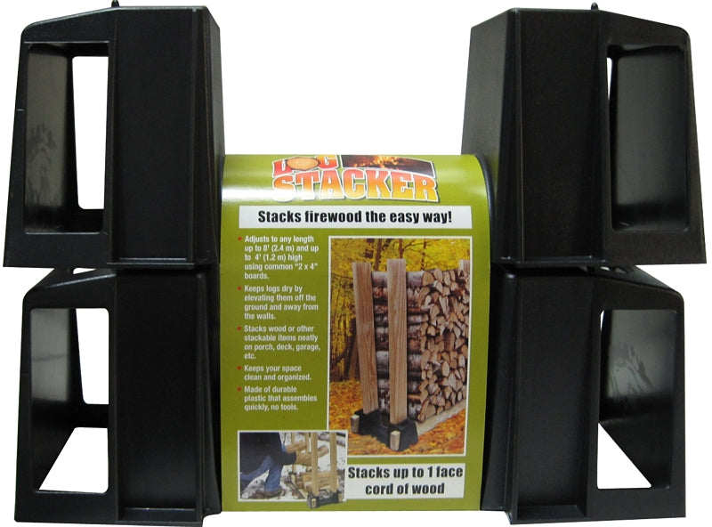 RCR PB40000 Log Stacker, 14-1/4 in W, 5-3/8 in H, Plastic Base, Black ...