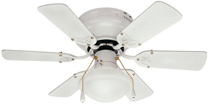 Canarm Twister Series CF3230611S Ceiling Fan, 6-Blade, White Housing, Bleached Oak/White Blade, 30 in Sweep, 3-Speed