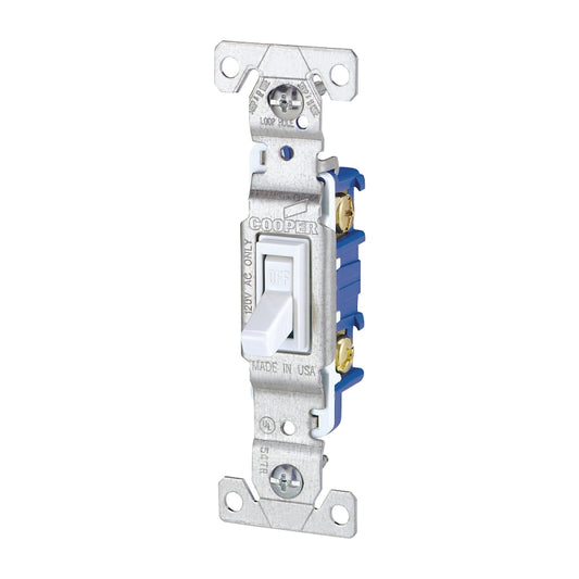 Eaton Wiring Devices 1301W Non-Grounded Toggle Switch, 15 A, 120 V, Polycarbonate Housing Material, White