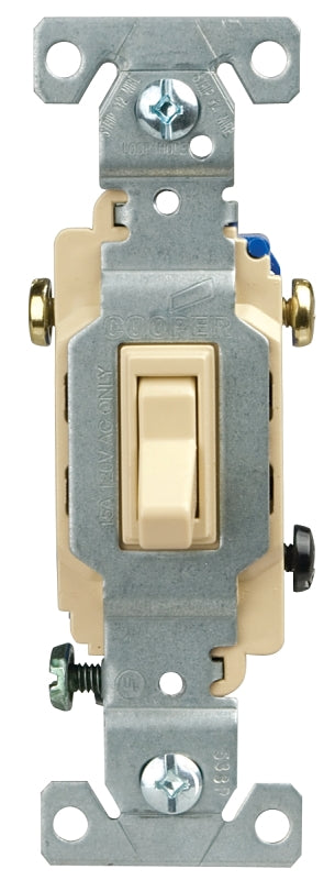 Eaton Cooper Wiring 1303V Toggle Switch, 15 A, 120 V, Polycarbonate Housing Material, Ivory