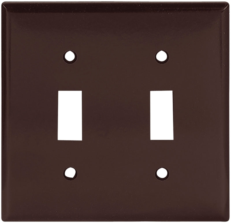 Eaton Wiring Devices 2139B-BOX Wallplate, 4-1/2 in L, 4-9/16 in W, 2 -Gang, Thermoset, Brown, High-Gloss