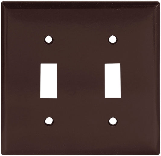 Eaton Wiring Devices 2139B-BOX Wallplate, 4-1/2 in L, 4-9/16 in W, 2 -Gang, Thermoset, Brown, High-Gloss