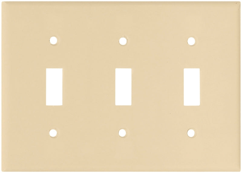 Eaton Wiring Devices 2141V-BOX Wallplate, 4-1/2 in L, 6.37 in W, 3 -Gang, Thermoset, Ivory, High-Gloss