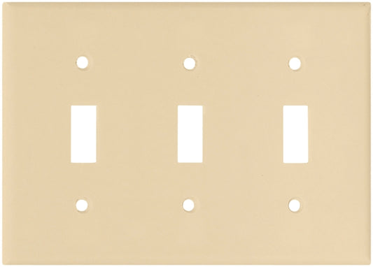 Eaton Wiring Devices 2141V-BOX Wallplate, 4-1/2 in L, 6.37 in W, 3 -Gang, Thermoset, Ivory, High-Gloss