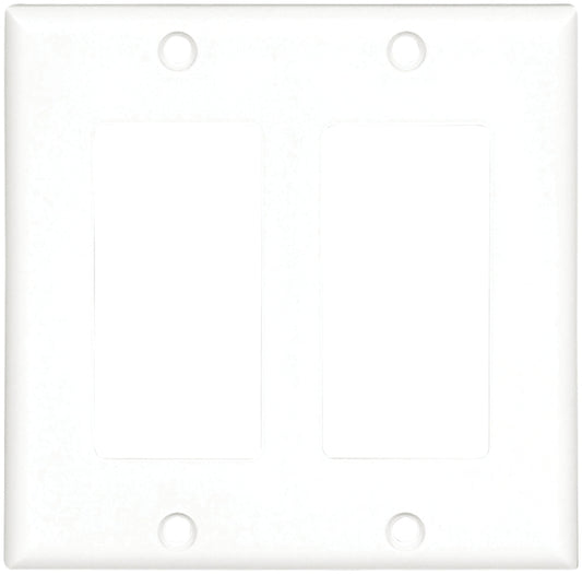 EATON 2152W-BOX Wallplate, 4-1/2 in L, 4.56 in W, 2 -Gang, Thermoset, White, High-Gloss