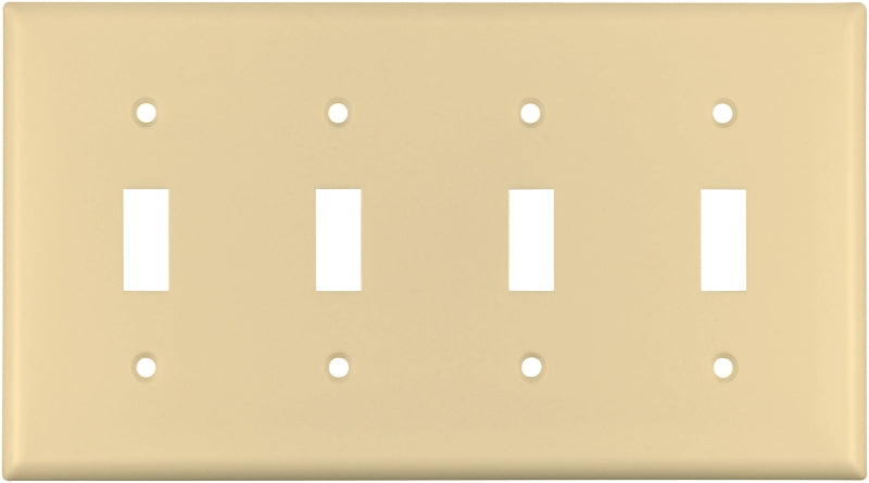 Eaton Wiring Devices 2154V-BOX Wallplate, 4-1/2 in L, 8.19 in W, 4 -Gang, Thermoset, Ivory, High-Gloss