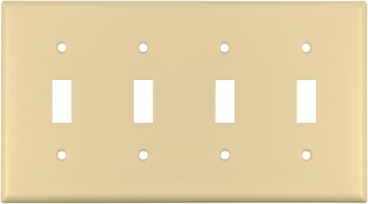 Eaton Wiring Devices 2154V-BOX Wallplate, 4-1/2 in L, 8.19 in W, 4 -Gang, Thermoset, Ivory, High-Gloss