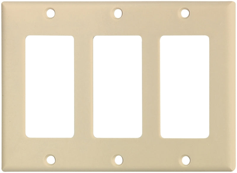 Eaton Cooper Wiring 2163 2163V-BOX Wallplate, 4-1/2 in L, 6.37 in W, 3 -Gang, Thermoset, Ivory, High-Gloss