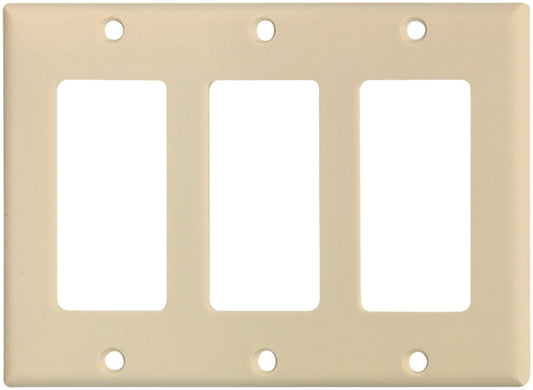 Eaton Cooper Wiring 2163 2163V-BOX Wallplate, 4-1/2 in L, 6.37 in W, 3 -Gang, Thermoset, Ivory, High-Gloss