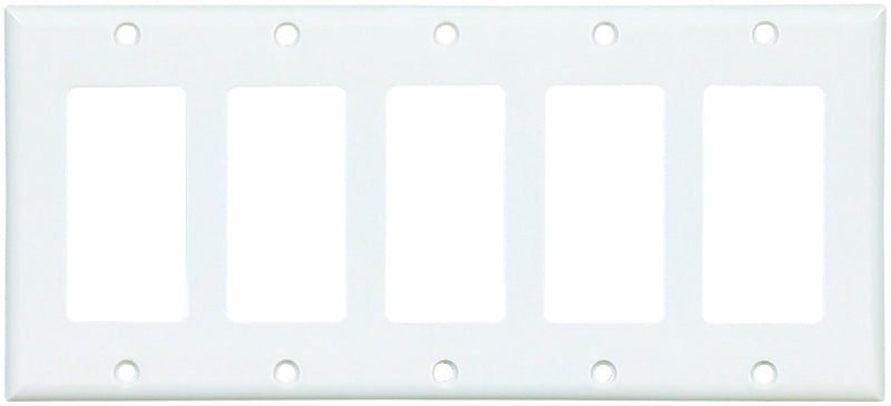 Eaton Wiring Devices 2165W-BOX Wallplate, 4-1/2 in L, 10 in W, 5 -Gang, Thermoset Plastic, White