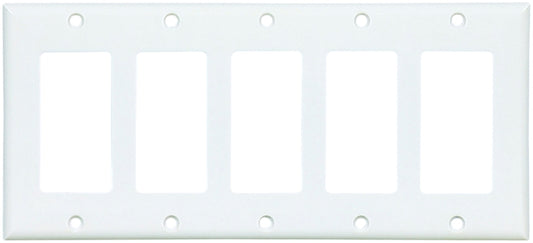 Eaton Wiring Devices 2165W-BOX Wallplate, 4-1/2 in L, 10 in W, 5 -Gang, Thermoset Plastic, White