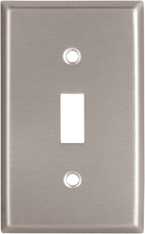 Eaton 93071-BOX Wallplate, 4-1/2 in L, 2-3/4 in W, 1-Gang, Stainless Steel, Brushed Satin