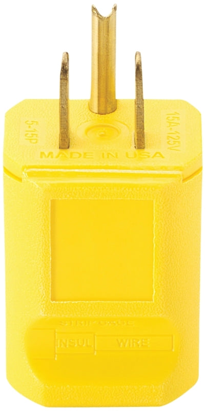 Arrow Hart AH5965Y Electrical Plug, 2 -Pole, 15 A, 125 V, Male, NEMA: NEMA 5-15, Yellow