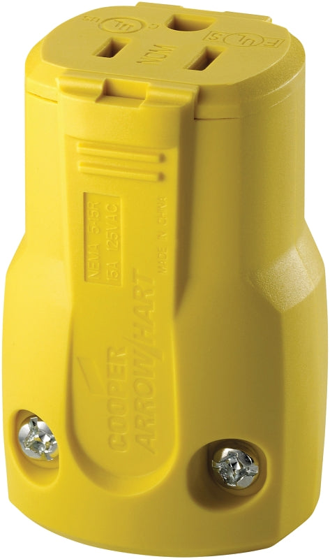 Arrow Hart AH5969Y Electrical Connector, 2 -Pole, 15 A, 125 V, Female, NEMA: NEMA 5-15, Yellow