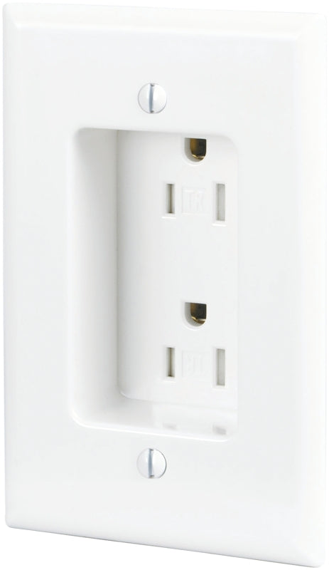 Eaton TR780W-BOX Recessed Receptacle, 2-Pole, 15 A, 125 V, NEMA: 5-15R, White