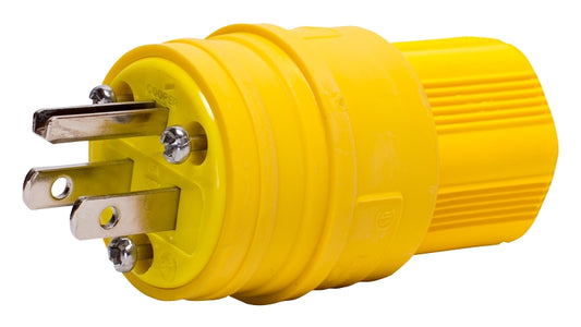 Eaton Cooper Wiring 14W47 Electrical Plug, 2 -Pole, 15 A, 125 V, IP66, NEMA: NEMA 5-15, Yellow