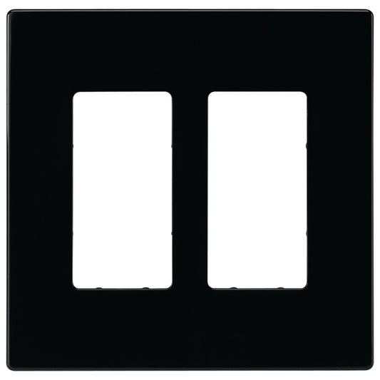 Eaton PJS262BK-L Wallplate, 4-7/8 in L, 4.94 in W, 2-Gang, Polycarbonate, Black, High-Gloss