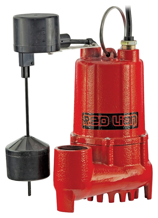 Red Lion 14942747 Sump Pump, 1-Phase, 5.3 A, 115 V, 1/2 hp, 1-1/2 in Outlet, 28 ft Max Head, 4300 gph, Cast Iron