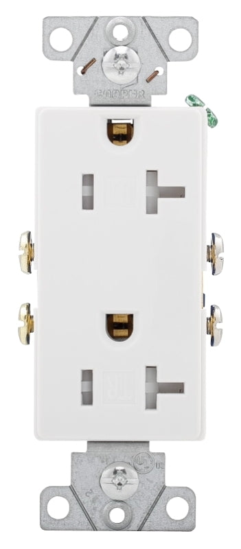 Eaton Wiring Devices TR1307W-BOX Duplex Receptacle, 2 -Pole, 20 A, 125 V, Back, Side Wiring, NEMA: 5-20R, White