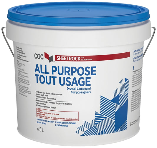 Sheetrock 381422 Drywall Compound, Paste, Off-White, 4.5 L Pail