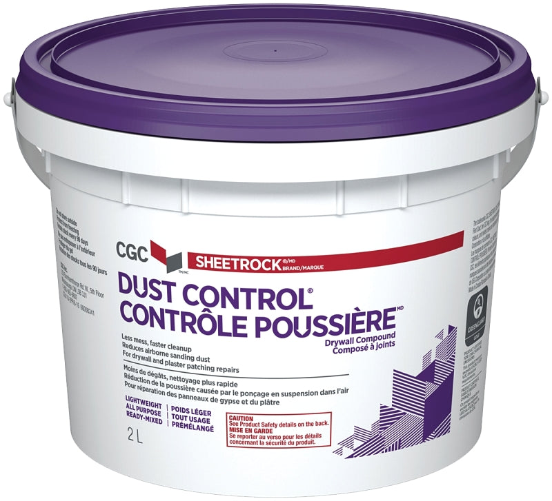 Sheetrock Dust Control 380521 Drywall Compound, Paste, Off-White, 2 L Pail