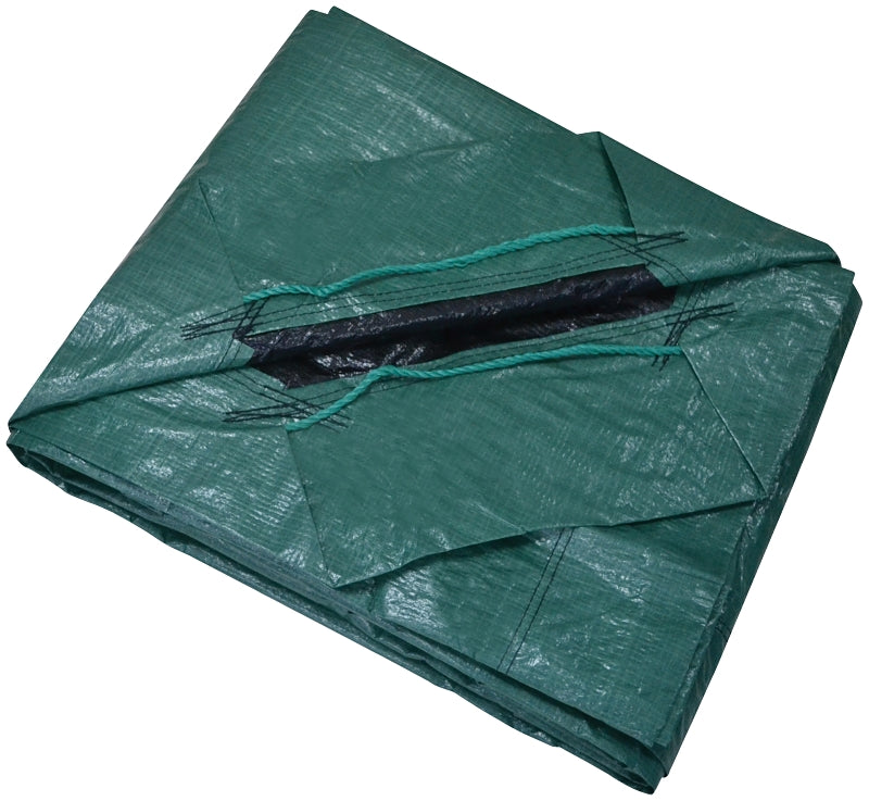 ProSource Y0909GG140 Yard Tarp with Drawstring, 9 ft L, 9 ft W, 8 mil Thick, Polyethylene, Green/Black