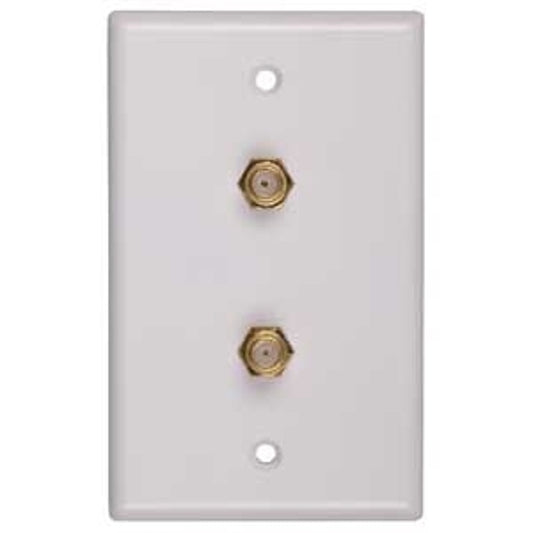 Voxx CVH128R Double Coaxial Wallplate, 1-Gang, White