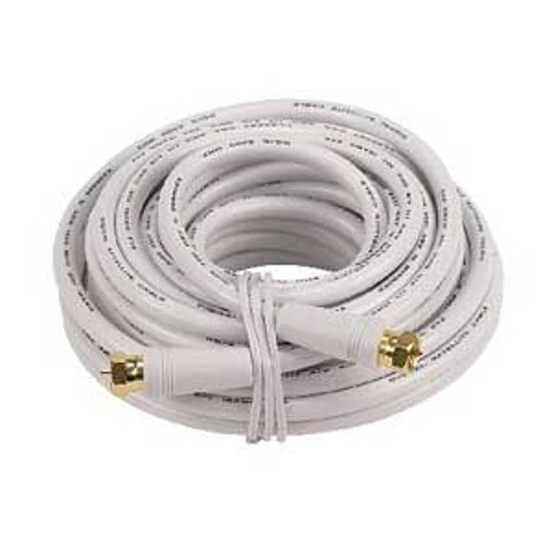 RCA Basic CVH625WHR RG6 Coaxial Cable with Screw, F-Type, F-Type, PVC Sheath, White Sheath, 25 ft L