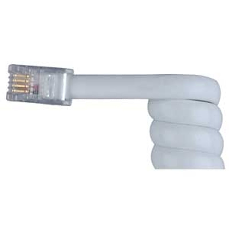 RCA TP282WR Handset Coil Cord, 24 AWG Wire, 4 -Conductor, Polyethylene Sheath, White Sheath, 25 ft L